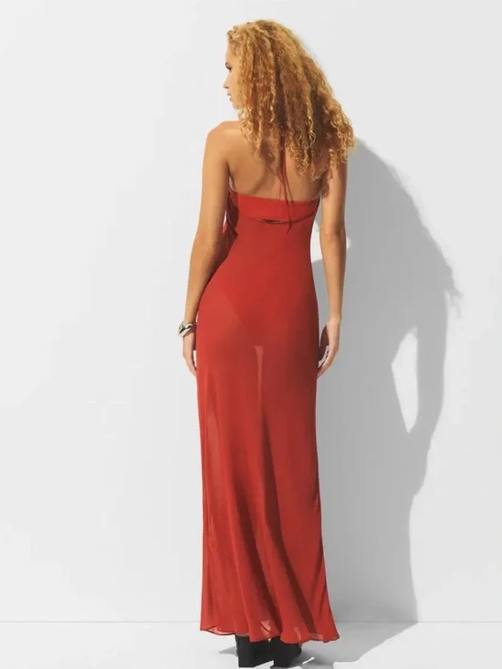 Skims sheer cover ups long slip dress onyx small nwt🖤 - Picture 4 of 5